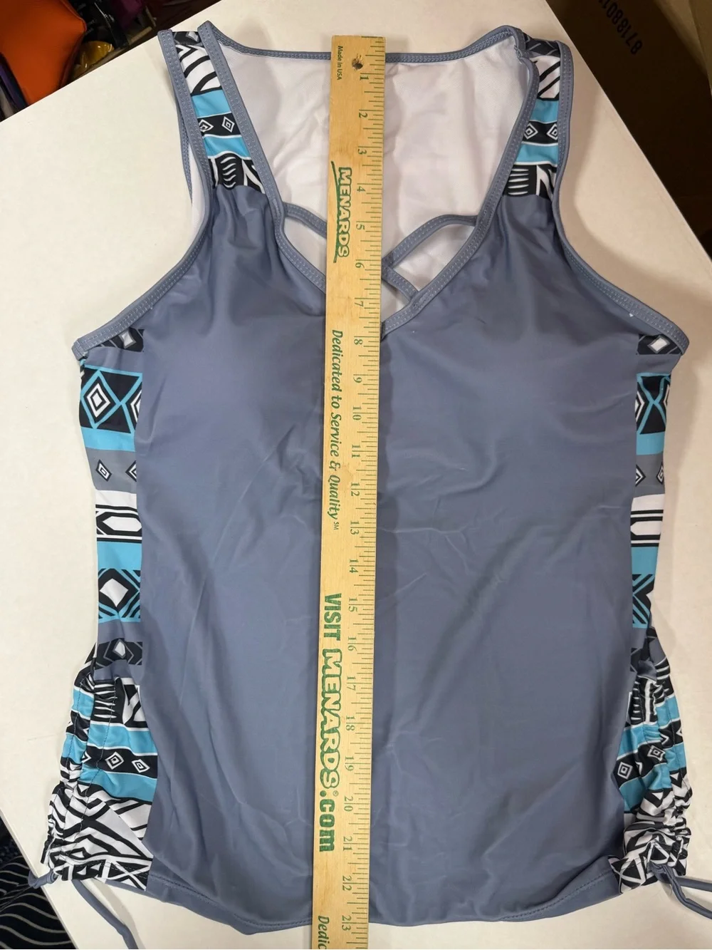 NWT Blue & White Ikat Print Tankini Swimsuit Set w/ Boy Shorts - L